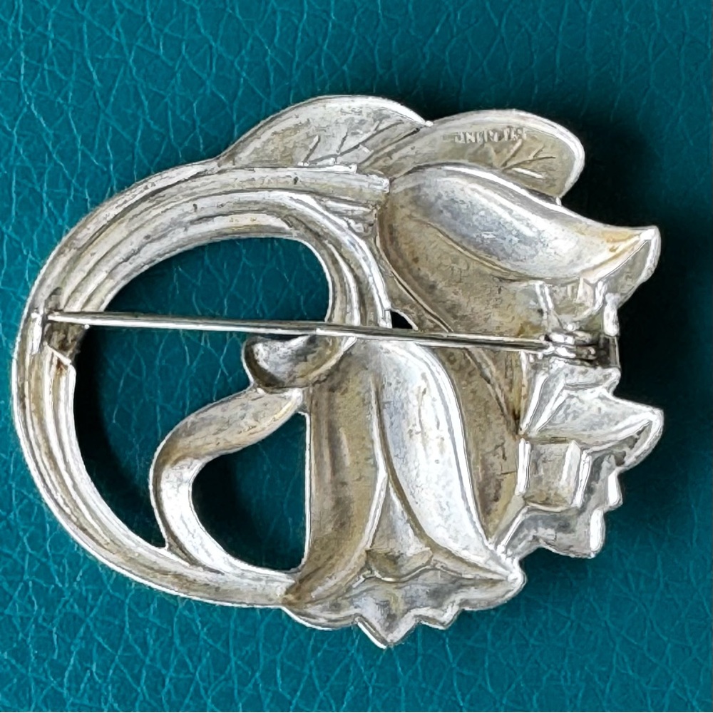 VTG Art Nouveau Style Marked Sterling Silver Tulip Brooch Pin Great Condition! - Picture 8 of 10